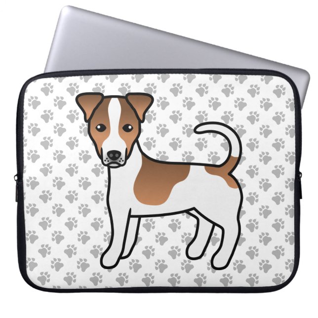 Capa Para Notebook Cão Terrier Jack Russell de pelo liso branco e cas (Frente)