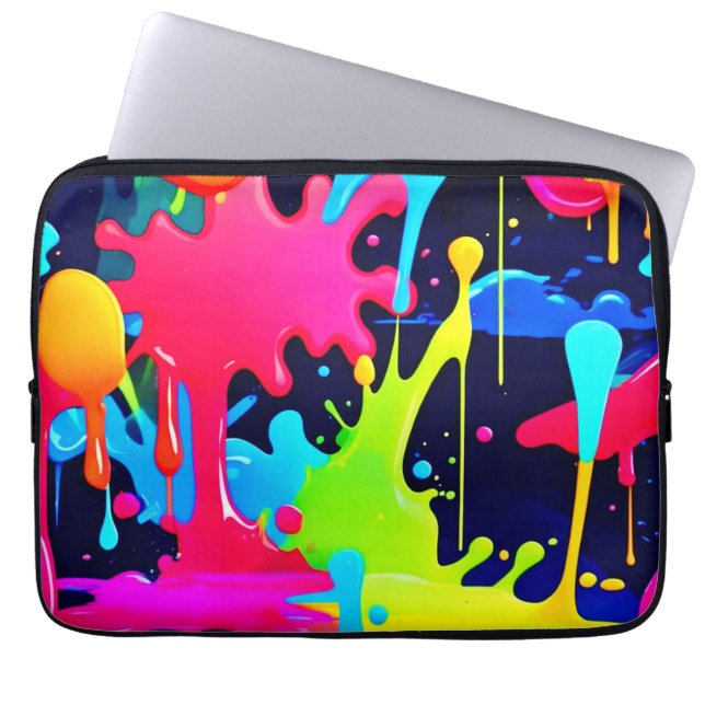 Capa Para Notebook Caos de respingo de tinta neon (Frente)