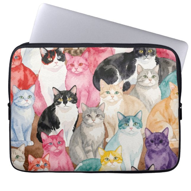 Capa Para Notebook Capas de laptop com Gatos Multicoloridos (Frente)