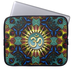 Capa Para Notebook Capas de Laptop com Tapeçaria Fractal Teal+Azul e 