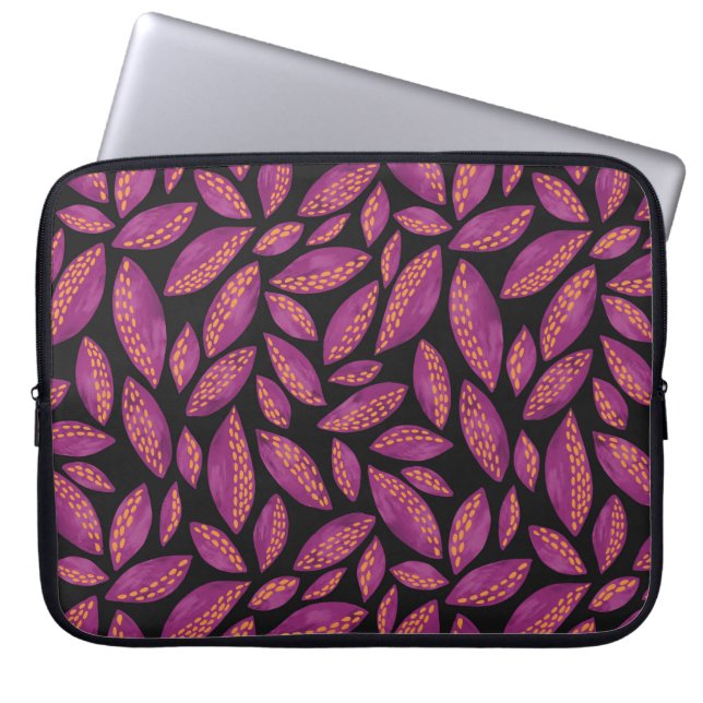 Capa Para Notebook Capas de Laptop Folhas de Outono Roxas Pretas (Frente)
