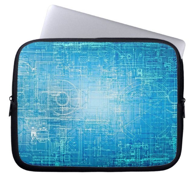 Capa Para Notebook Capinha de Laptop Azul Elétrico - Blueprint de Tec (Frente)