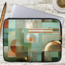 Capa Para Notebook Capinha de Laptop Bauhaus Verde Dourado Abstrato