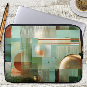 Capa Para Notebook Capinha de Laptop Bauhaus Verde Dourado Abstrato