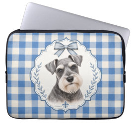 Capa Para Notebook Capinha de Laptop Blue Preppy Schnauzer Miniatura
