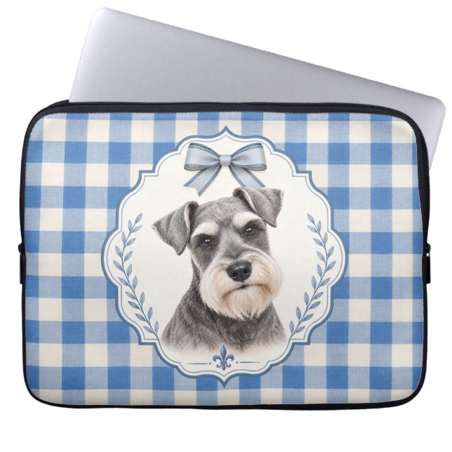 Capa Para Notebook Capinha de Laptop Blue Preppy Schnauzer Miniatura (Frente)