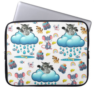 Capa Para Notebook Capinha de Laptop Cachorro Gato Rato Arco-íris Pei