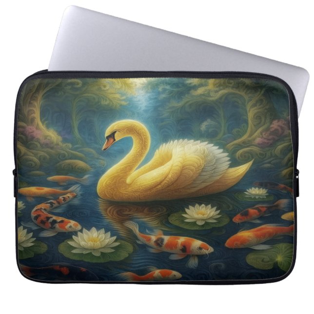 Capa Para Notebook Capinha de Laptop Cisne Dourado (Frente)