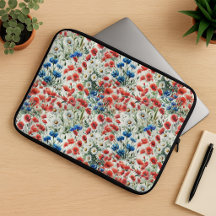 Capinha de Laptop com Aquarela de Flores Silvestre