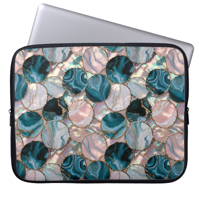 Capa Para Notebook Capinha de Laptop com Design de Círculo em Mármore (Frente)