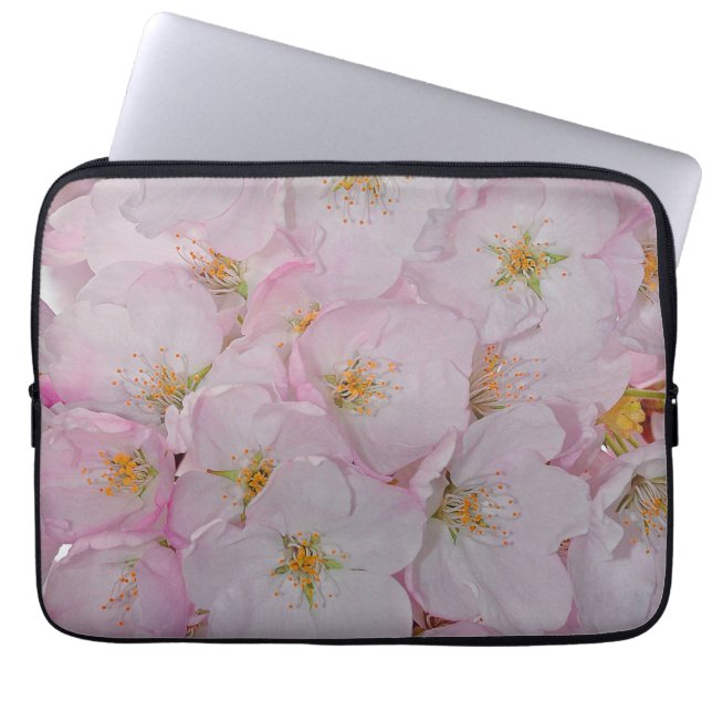 Capa Para Notebook Capinha de laptop com flores de cerejeira rosa (Frente)