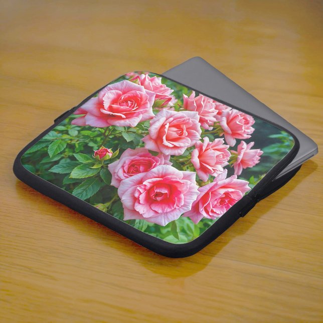 Capa Para Notebook Capinha de Laptop com Rosas Rosa (Laptop sleeve with pink roses)