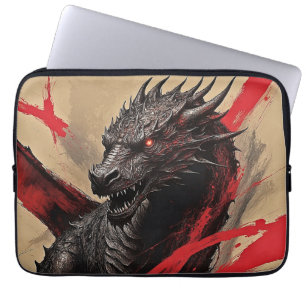 Capa Para Notebook Capinha de Laptop Dragão de Tinta Carmesim