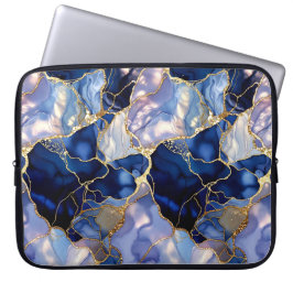 Capa Para Notebook Capinha de Laptop em Mármore Azul Navy com Veios D