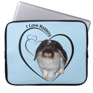 Capa Para Notebook Capinha de Laptop Eu Amo Coelhos (Azul Claro)