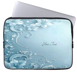 Capa Para Notebook Capinha de Laptop Floral Decorativa Azul