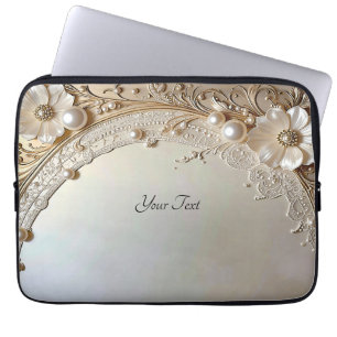 Capa Para Notebook Capinha de Laptop Flores Brancas Modernas Pérolas