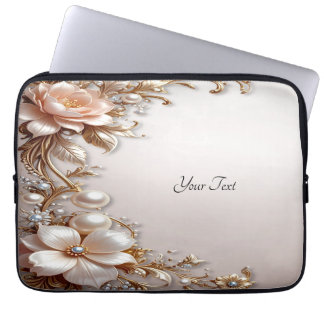 Capa Para Notebook Capinha de Laptop Flores Rosa Suave e Branco
