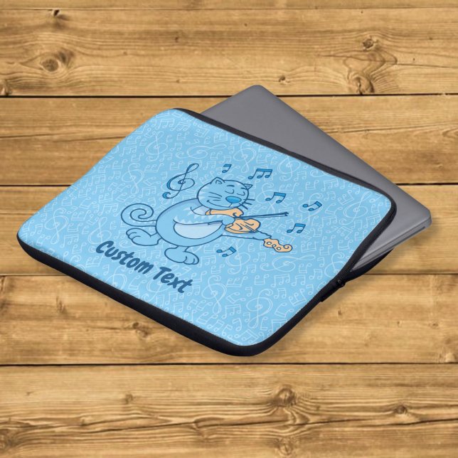 Capa Para Notebook Capinha de Laptop Gato Azul com Violino (Criador carregado)