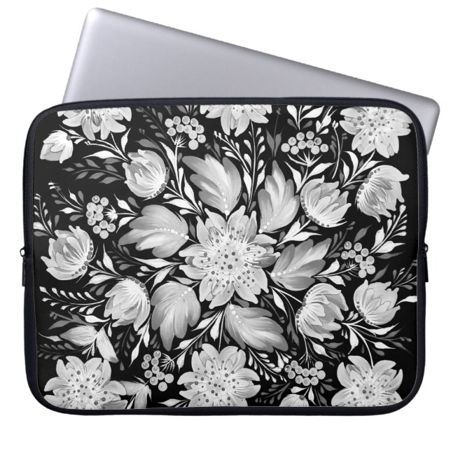 Capa Para Notebook Capinha de Laptop Monocromática Preto e Branco Fol (Frente)
