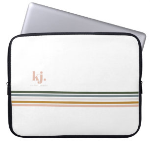 Capa Para Notebook Capinha de Laptop Monograma com Listras Chic Retro