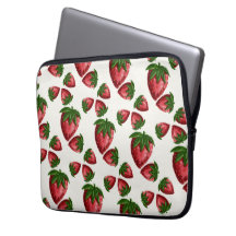 Capinha de Laptop Morango Doce Desenhado à Mão