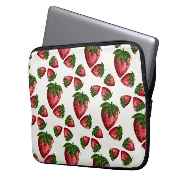 Capa Para Notebook Capinha de Laptop Morango Doce Desenhado à Mão (Frente Esquerda)
