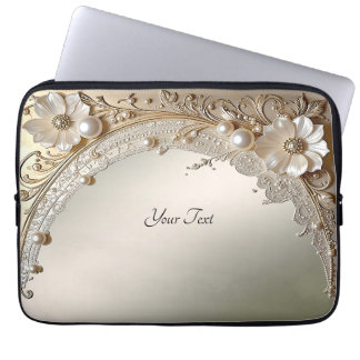 Capa Para Notebook Capinha de Laptop Pérolas Flores Brancas Modernas