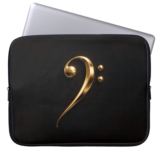 Capa Para Notebook Capinha de Laptop Preta 4 Luxe comClave de Fá Dour (Frente)