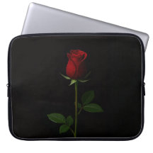 Capinha de Laptop Preta 4 Luxe, Rosa Vermelha de V