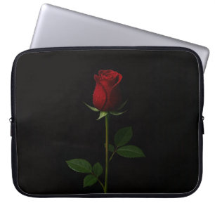 Capa Para Notebook Capinha de Laptop Preta 4 Luxe, Rosa Vermelha de V