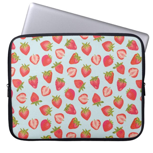 Capa Para Notebook Capinha de Laptop Verde-Menta/Morango Vermelho (Frente)