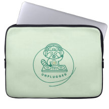 Capinha de Laptop Verde Sage DJ Raccoon Retro Desc