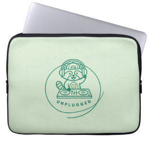 Capa Para Notebook Capinha de Laptop Verde Sage DJ Raccoon Retro Desc