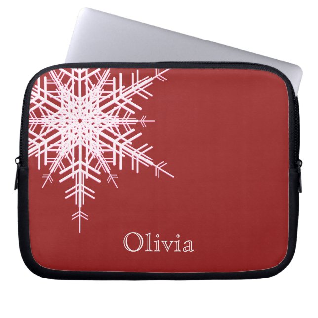 Capa Para Notebook Capinha de Laptop Vermelha com Neve (Frente)
