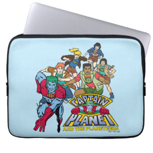 Capa Para Notebook Capitã Planeta e o logotipo do grupo Planeters