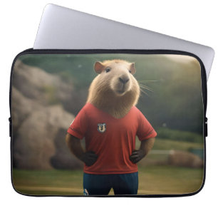 Capa Para Notebook "Capivara Artilheira: A Estrela Máxima do Futebol!
