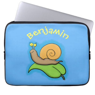 Capa Para Notebook Caracol bonito e feliz numa ilustração de desenho