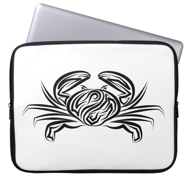 Capa Para Notebook Caranguejo Tribal Negro e Branco (Frente)