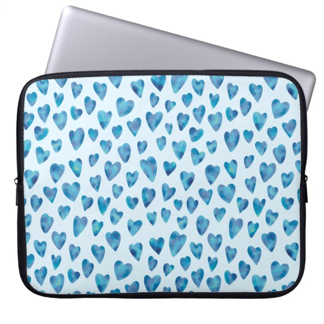 Capa Para Notebook Cardíaco azul bebê aquarela bolsa de laptop / caix (Frente)