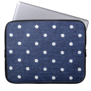 Capa Para Notebook Carimbo de ervilha: textura do tecido de denim.