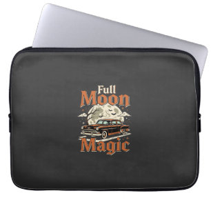 Capa Para Notebook Carro Antigo Mágico Lua Cheia de Halloween