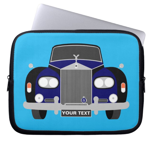 Capa Para Notebook Carro clássico de limusine azul personalizado brit (Frente)