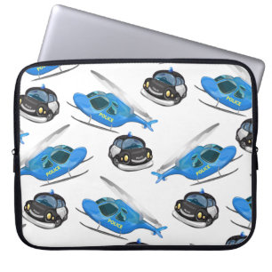 Capa Para Notebook Carro de polícia e helicóptero