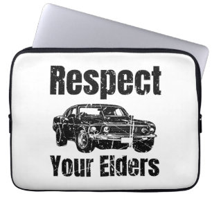 Capa Para Notebook Carro Engraçado - Vintage Respeite Seus Mais Velho