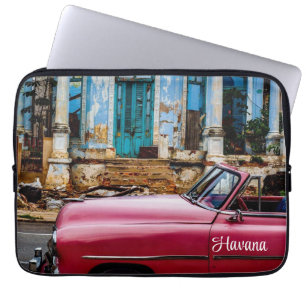 Capa Para Notebook Carro vintage Vermelho de Havana Cuba