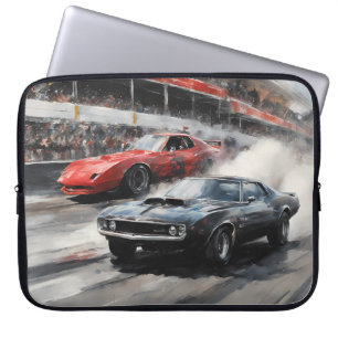 Capa Para Notebook Carros de músculo vermelho e preto