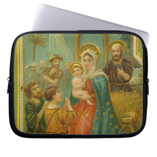 Capa Para Notebook Cartão de Natal Vintage da Era Eduardiana represen