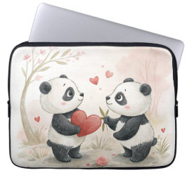 Capa Para Notebook Cartão de Panda Romântico