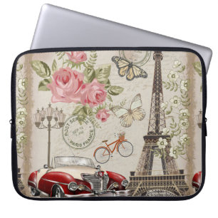 Capa Para Notebook Cartão postal de Paris vintage.